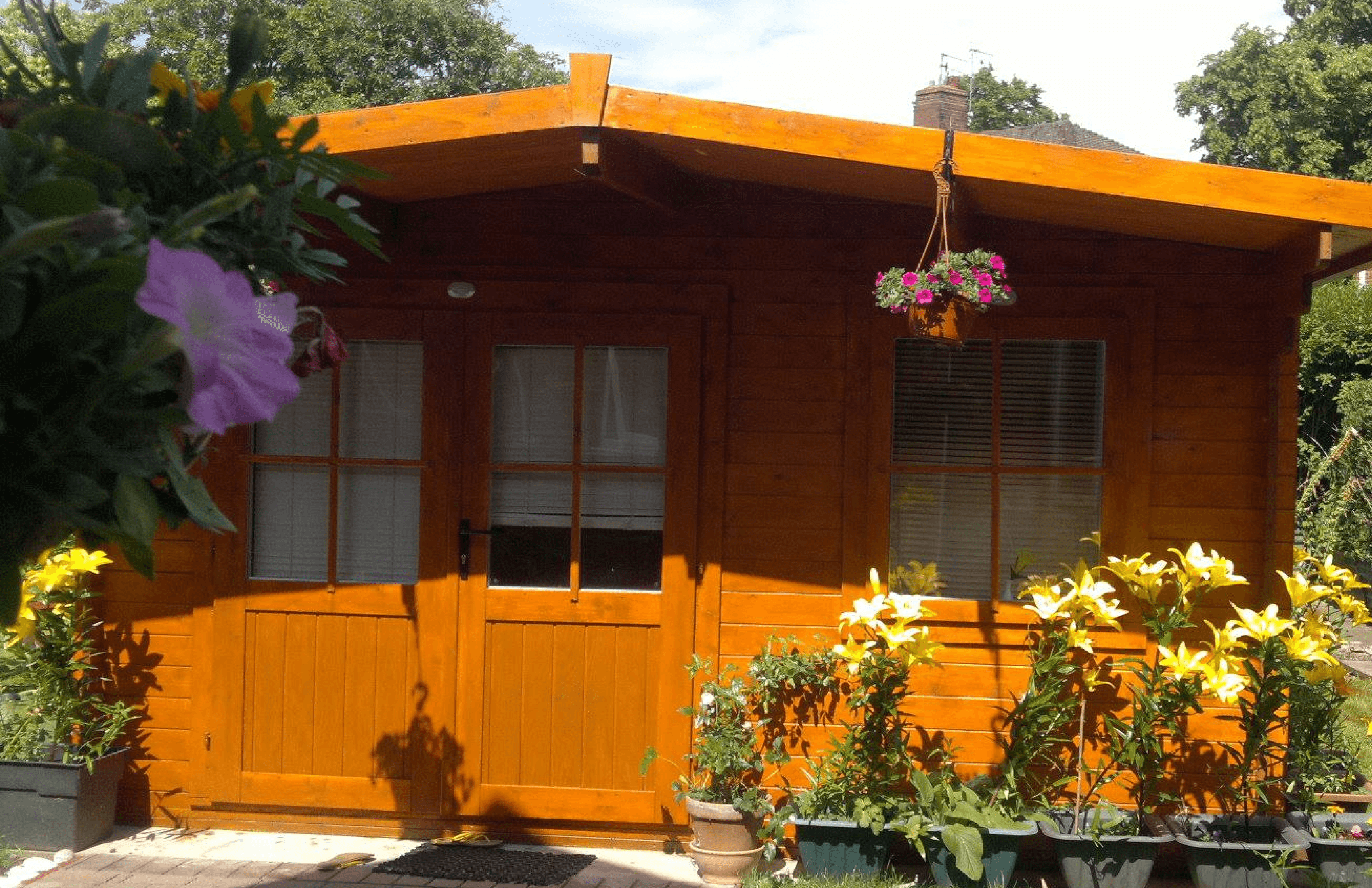 The log cabin massage studio in the garden at 8 Withies Road, Stoke-on-Trent